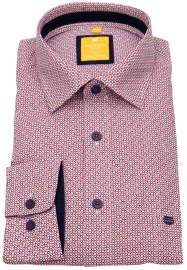Redmond Hemd - Modern Fit - Print - Casual - Kontrastknöpfe - rot / blau