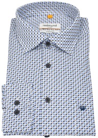 Redmond Hemd - Modern Fit - Print - Kontrastknöpfe - blau