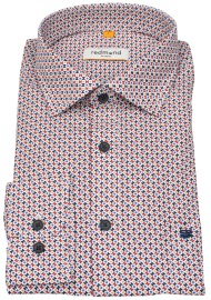 Redmond Hemd - Modern Fit - Print - Kontrastknöpfe - rot