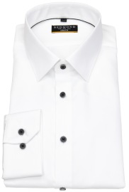 Redmond Hemd - Slim Fit - Kentkragen - Twill - schwarze Kontrastknöpfe - weiß - ohne OVP