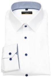 Redmond Hemd - Slim Fit - Twill - blaue Kontrastknöpfe - weiß - ohne OVP