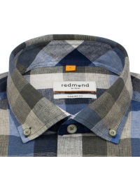 Redmond Kurzarmhemd - Casual Fit - Leinen Mix - Button Down - kariert - mehrfarbig - Thumbnail ID: arim7mvba7