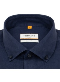 Redmond Kurzarmhemd - Casual Fit - Leinen Mix - Button Down Kragen - dunkelblau - Thumbnail ID: arimn33f1w