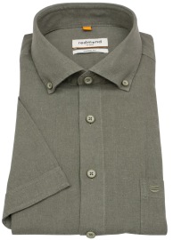 Redmond Kurzarmhemd - Casual Fit - Leinen Mix - Button Down Kragen - grün