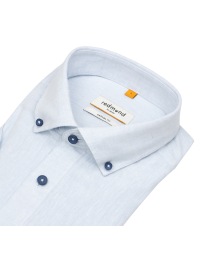 Redmond Kurzarmhemd - Casual Fit - Leinen Mix - Button Down Kragen - hellblau - Thumbnail ID: arim19mdvd