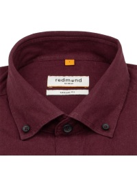 Redmond Kurzarmhemd - Casual Fit - Leinen Mix - Button Down Kragen - rot - Thumbnail ID: arim48adu3
