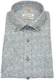 Redmond Kurzarmhemd - Casual Fit - Leinen Mix - Button Down - Print - grün
