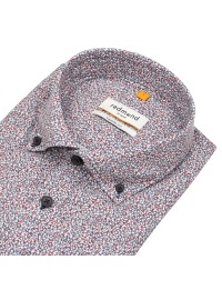 Redmond Chemise à manches courtes - Casual Fit - mélange de lin - Button Down - imprimé - rouge - Thumbnail ID: arim1qn9cb