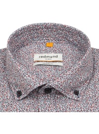 Redmond Chemise à manches courtes - Casual Fit - mélange de lin - Button Down - imprimé - rouge - Thumbnail ID: arim459917