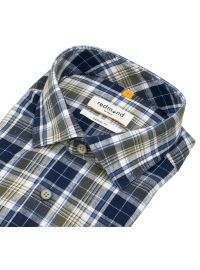 Redmond Kurzarmhemd - Casual Fit - Leinen Mix - kariert - blau / grün - Thumbnail ID: arimqqfdo4