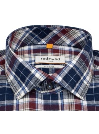 Redmond Kurzarmhemd - Casual Fit - Leinen Mix - kariert - rot / blau - Thumbnail ID: arim6ho2nn
