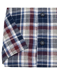 Redmond Kurzarmhemd - Casual Fit - Leinen Mix - kariert - rot / blau - Thumbnail ID: arimasuc87