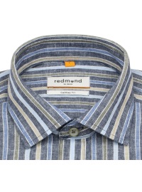 Redmond Kurzarmhemd - Casual Fit - Leinen Mix - Streifen - mehrfarbig - Thumbnail ID: arimcfoha6
