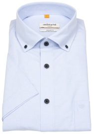 Redmond Kurzarmhemd - Comfort Fit - Button Down Kragen - hellblau