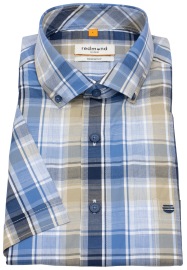 Redmond Kurzarmhemd - Comfort Fit - Button Down Kragen - kariert - blau