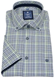 Redmond Short Sleeve Shirt - Comfort Fit - Button Down Collar - Checked - Blue / Green