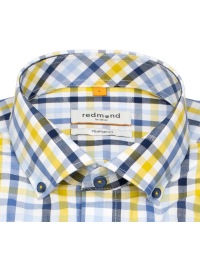 Redmond Chemise à manches courtes - Comfort Fit - col boutonné - à carreaux - jaune - Thumbnail ID: arim5c7huc