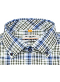 Redmond Kurzarmhemd - Comfort Fit - Button Down Kragen - kariert - grün - Thumbnail ID: arimthbus5