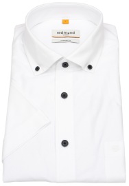Redmond Kurzarmhemd - Comfort Fit - Button Down Kragen - weiß