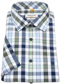Redmond Kurzarmhemd - Comfort Fit - kariert - grün