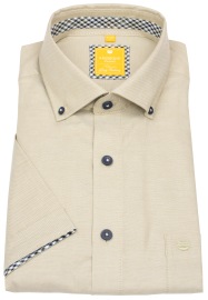 Redmond Kurzarmhemd - Modern Fit - Button Down Kragen - Oxford - beige