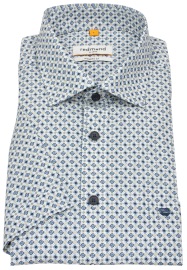 Redmond Kurzarmhemd - Modern Fit - Print - blau