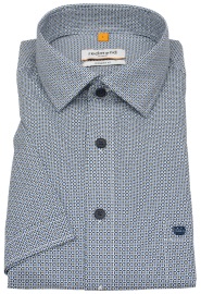 Redmond Kurzarmhemd - Modern Fit - Print - blau / braun