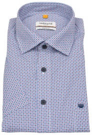 Redmond Kurzarmhemd - Modern Fit - Print - blau / rot