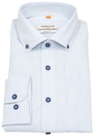 Redmond Leinenhemd - Casual Fit - Button Down Kragen - hellblau