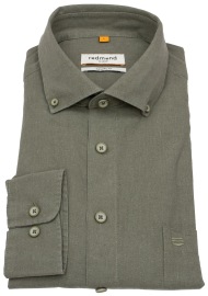 Redmond Leinenhemd - Casual Fit - Button Down Kragen - olivgrün