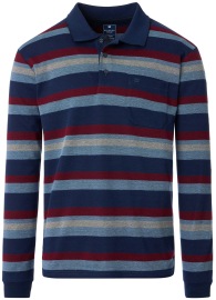 Redmond Poloshirt - Regular Fit - Langarm - Wash and Wear - Streifen - blau