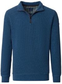 Redmond Pullover - Troyerkragen mit Reissverschluss - blau