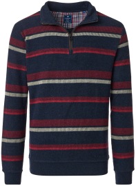 Redmond Sweatshirt - Troyerkragen mit Reissverschluss - Streifen - rot