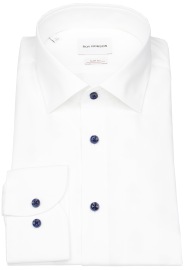 Roy Robson Hemd - Slim Fit - Kentkragen - Kontrastknöpfe - weiß