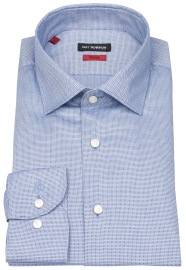 Roy Robson Shirt - Slim Fit - Kent Collar - Structure - Blue - w/o OP