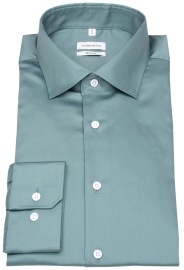 Seidensticker Shirt - Regular Fit - Kent Collar - Chambray - Green - w/o OP