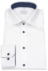 Seidensticker Hemd - Regular Fit - Kentkragen - Feintwill - Kontrastknöpfe - weiß