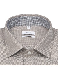 Seidensticker Chemise - Regular Fit - Col Kent - Imprimé - marron clair / blanc - Thumbnail ID: arim5hhq77