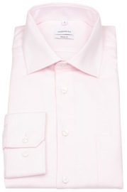Seidensticker Hemd - Regular Fit - Kentkragen - Twill - Struktur - rosé