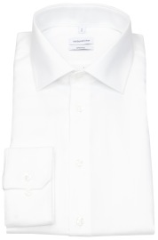 Seidensticker Shirt - Shaped Fit - Kent Collar - Structure - White - w/o OP