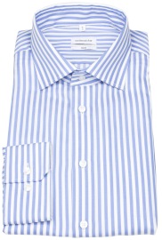 Seidensticker Shirt - Slim Fit - Cutaway Collar - Structure - Striped - Light Blue / White