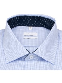 Seidensticker Chemise - Slim Fit - col Kent - à carreaux fins - bleu clair / blanc - Thumbnail ID: arimqtss5t