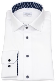 Seidensticker Hemd - Slim Fit - Kentkragen - Kontrastknöpfe - weiß