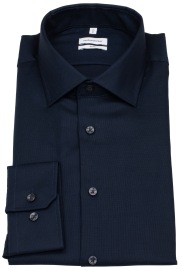 Seidensticker Hemd - Slim Fit - Kentkragen - Natté Struktur - dunkelblau