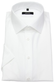 Seidensticker Short Sleeve Shirt - Shaped Fit - Kent Collar - White