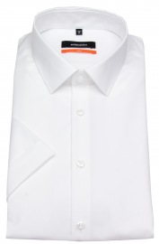 Seidensticker Short Sleeve Shirt - Slim Fit - Kent Collar - White