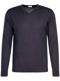 Seidensticker Pullover - Merinowool - V-neck - Dark Blue