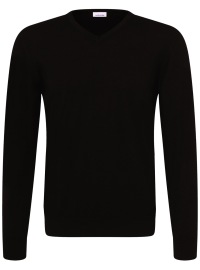 Seidensticker Pullover - Merinowool - V-neck - Black