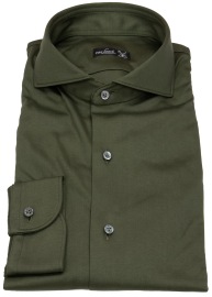 van Laack Shirt - Slim Fit - Cutaway Collar - Jersey - Olivgreen - w/o OP