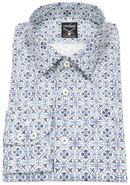 van Laack Shirt - Tailor Fit - Kent Collar - Meisterwerk - Pattern - Blue / White - w/o OP